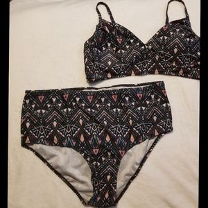 2 piece plus size swimsuit high waisted XL